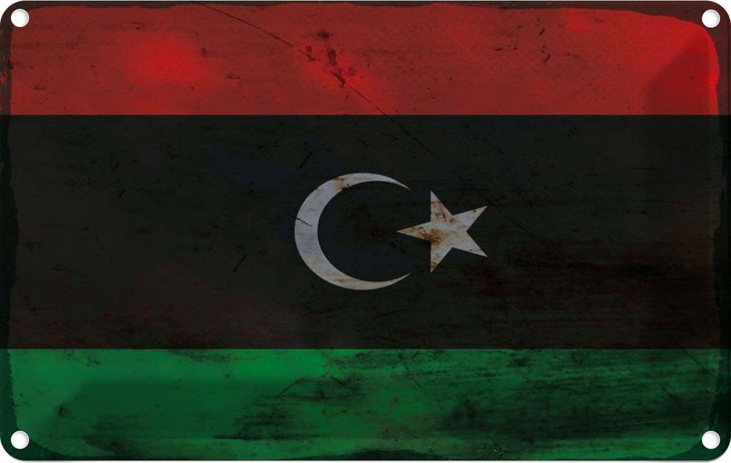 vianmo Blechschild 20x30 cm Libyen Libya Rost Flagge Fahne Wappen