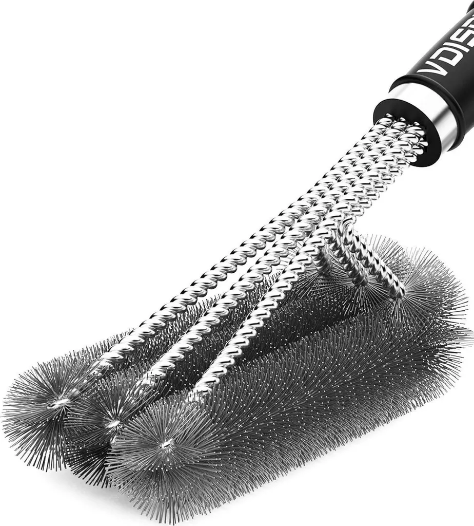 Brosse gril à poils en acier inoxydable triple rangée et manche long 45cm