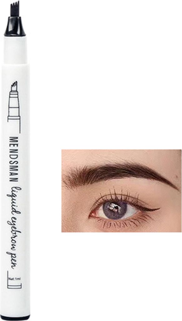 1/4-teiliger Augenbrauenstift mit 4 Mikro-Gabelspitzen-Applikatoren, wasserfest, natürlich, langanhaltend, wischfest, Microblading-Flüssigkeit, A...