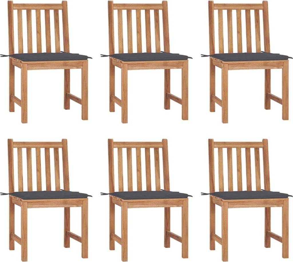 "im Angebot" Gartenstühle 6 Stk. - bis 150 kg - mit Kissen Massivholz Teak - Stapelsessel CC3005