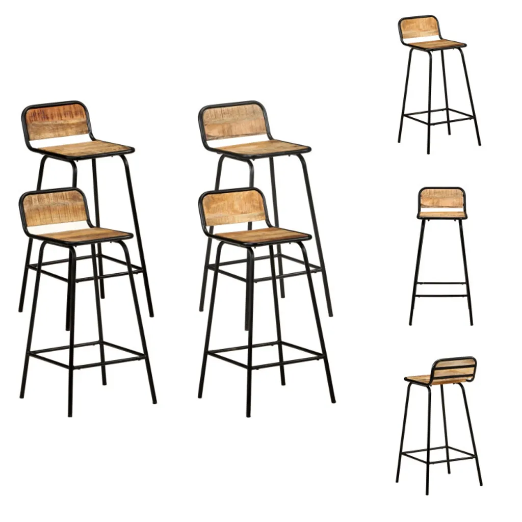 Tabourets de bar stables en bois massif pour un confort durable - 4 pcs