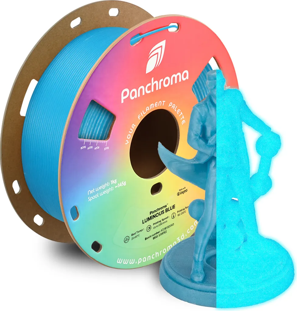 Filament PLA Panchroma 1.75mm phosphorescent bleu brillant pour 3D 1kg