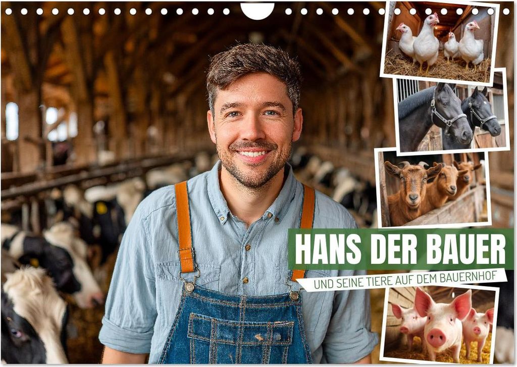 Hans der Bauer und seine Tiere auf dem Bauernhof (Wandkalender 2027 DIN A4 quer), CALVENDO Monatskalender