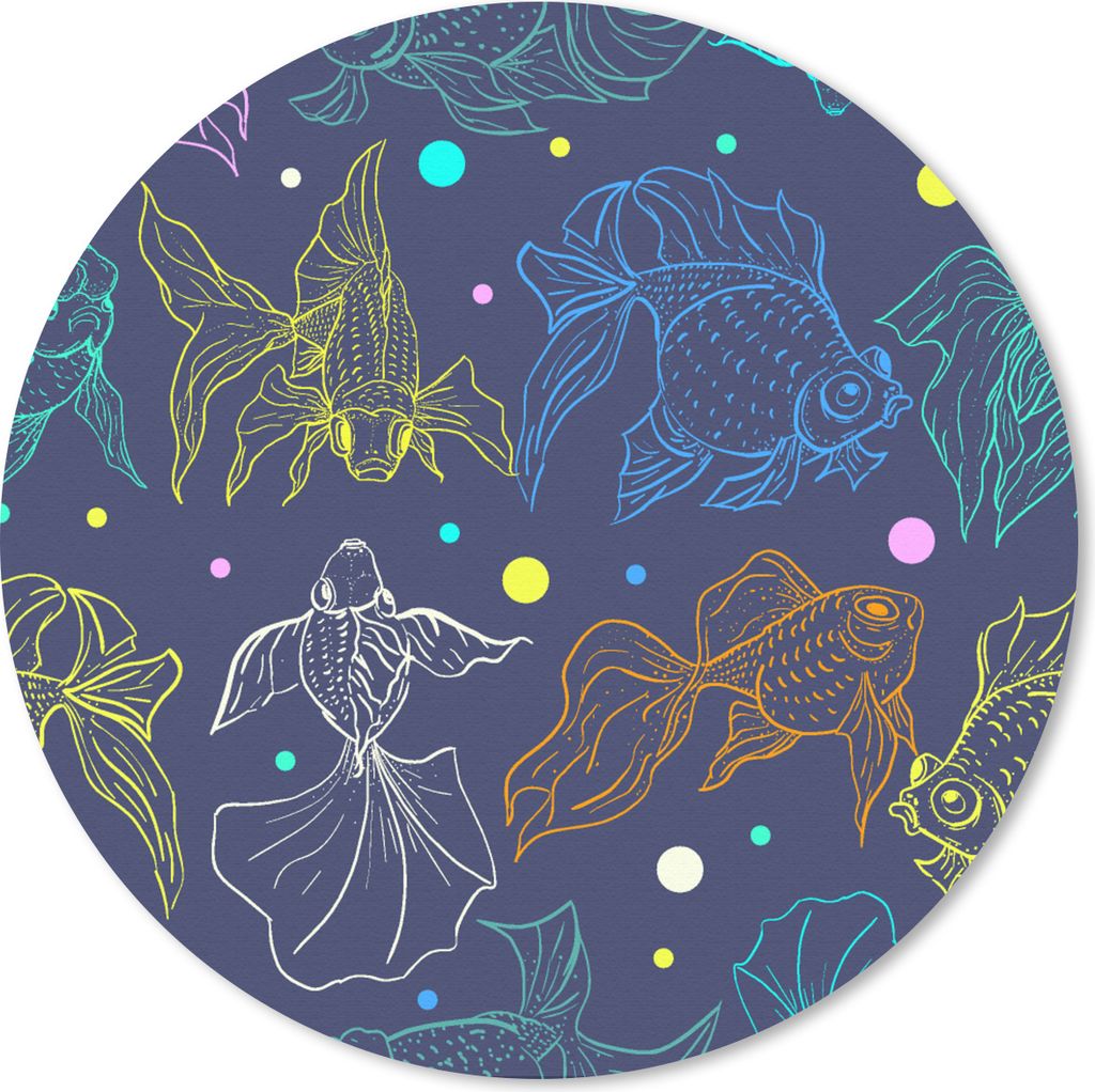 MuchoWow Mauspad Mousepad Neon - Fisch - Pastell - Muster 30x30 cm - Mousepads - Maus Mat - Pad - Mausunterlage - Tischunterlage - Schreibtischma...