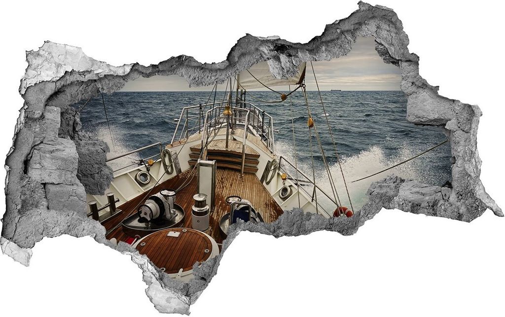 Selbstklebender Loch-3D-Aufkleber 95x73 cm Segelboot auf dem Meer