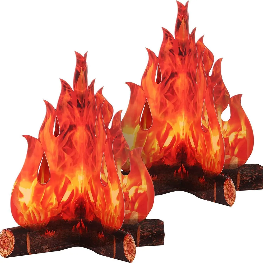 Boao 3D decorativo cartone falò centrotavola fuoco artificiale finta fiamma carta partito decorativo fiamma torcia set rosso