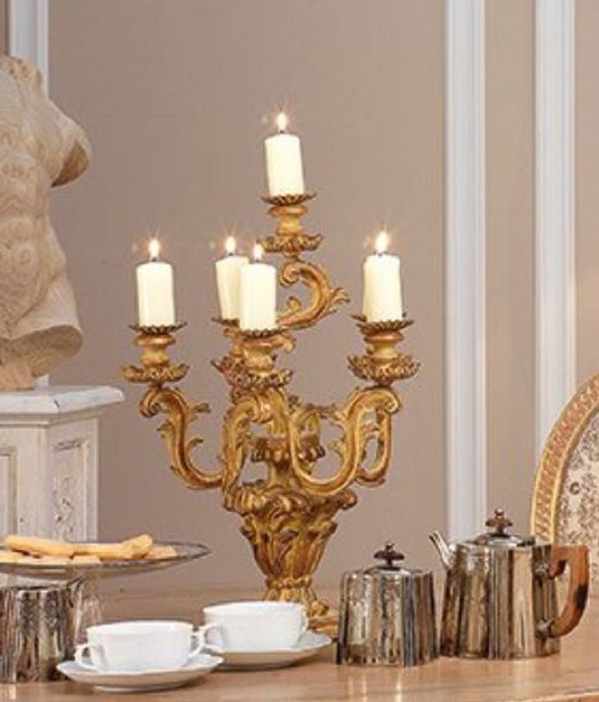 Casa Padrino Luxus Barock Kerzenhalter Antik Gold Ø 35 x H. 51 cm - Prunkvoller Barockstil Kerzenständer - Luxus Deko Accessoires im Barockstil -...