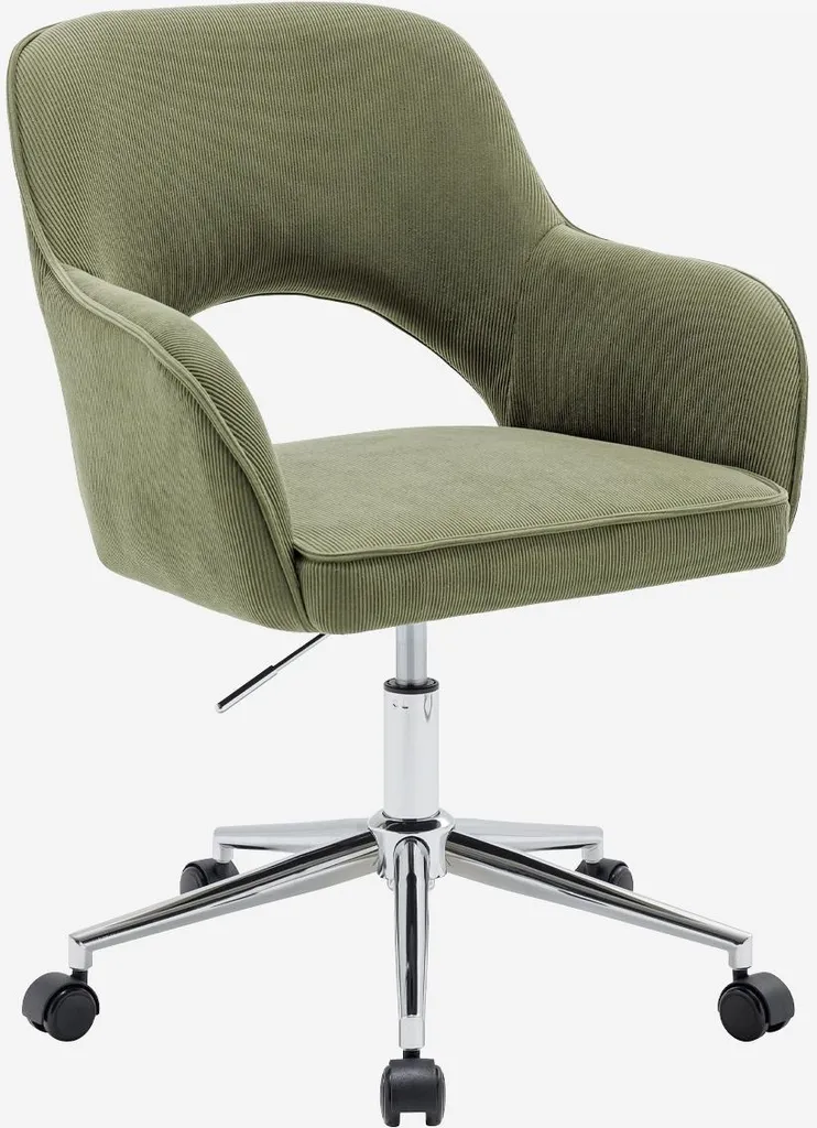 Sedia Ufficio Glamour Velluto Verde Kaki e Cromo | Seduta di Design