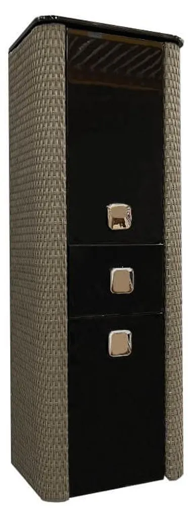Colonne Madison 140 cm noir et gris - Rangement 2 portes et tiroir inclus