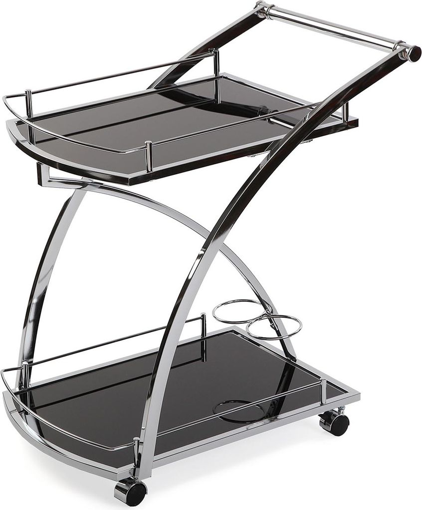 Versa Driana Wagen für Küche, Wohnzimmer oder Esszimmer, moderne Servierwagen, Maßnahmen (H x L x B) 73 x 46 x 66 cm, Glas und Metall, Farbe: Sc...