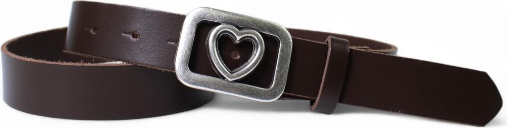 FRONHOFER süßer Damen Ledergürtel 3 cm, echt Leder, Herz Gürtelschnalle, silber