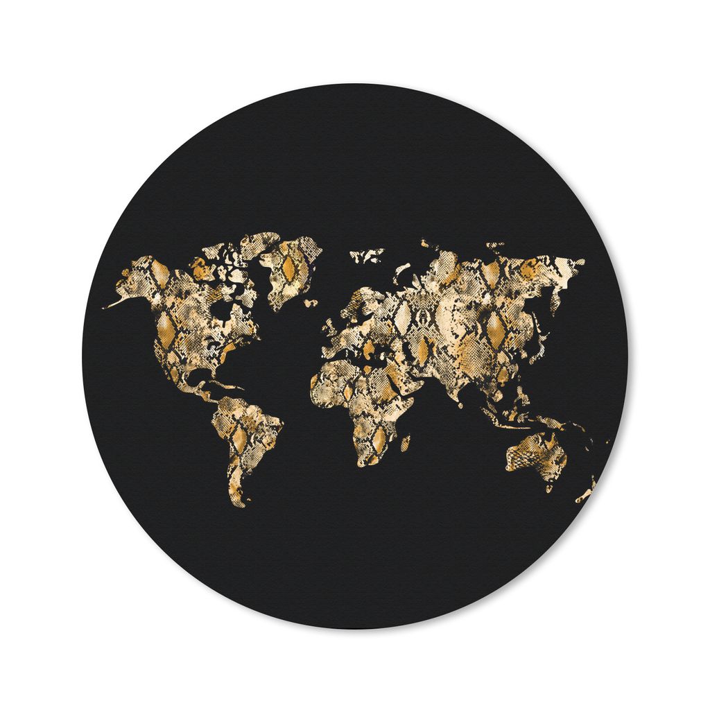 MuchoWow Mauspad Mousepad Karte - Welt - Schlange - Design 50x50 cm - Mousepads - Maus Mat - Pad - Mausunterlage - Vinyl