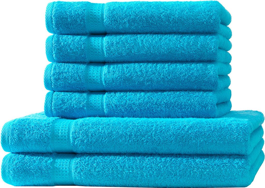6 tlg. Handtuch Set - Türkis - 500g/m² - 2 Duschtuch 4 Handtuch - 100% Baumwolle