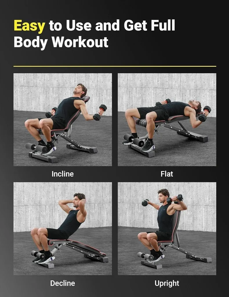 Banc de Musculation Stable 300kg Anti-Douleur Dos avec Support Élargi