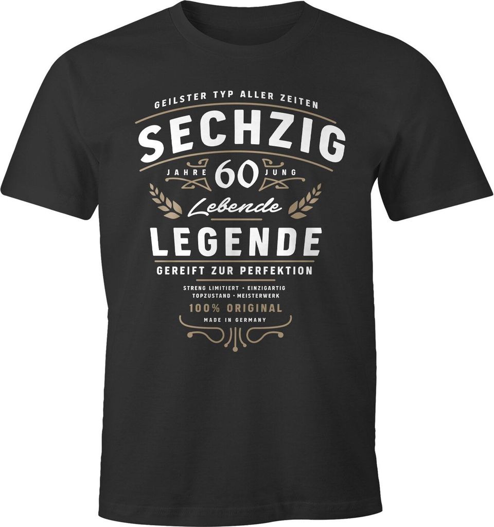 Herren T-Shirt Geburtstag Geschenk für Männer Lebende Legende Alter MoonWorks Sechzig anthrazit 5XL