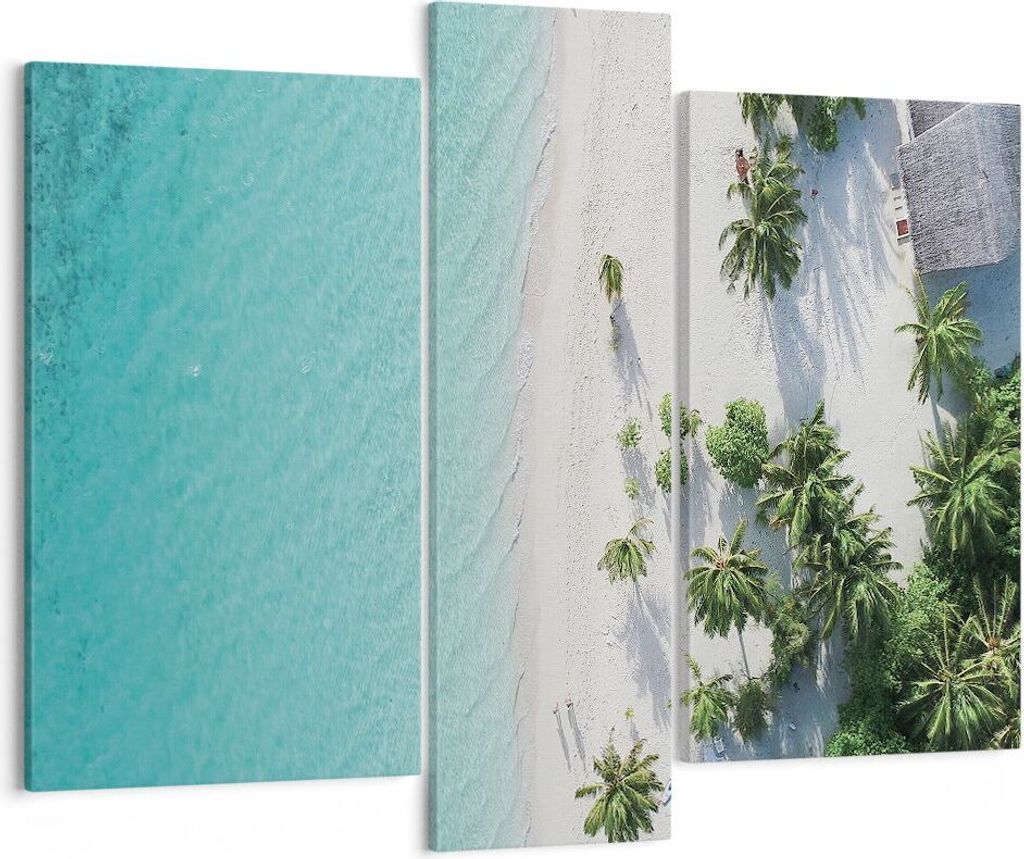 Bild auf Leinwand - Leinwandbild - 3 Teile - Luftaufnahmen himmlisch Strand - 95x80cm - Wand Bild - Wanddeko - Wandbilder - Leinwanddruck - Bilder ...