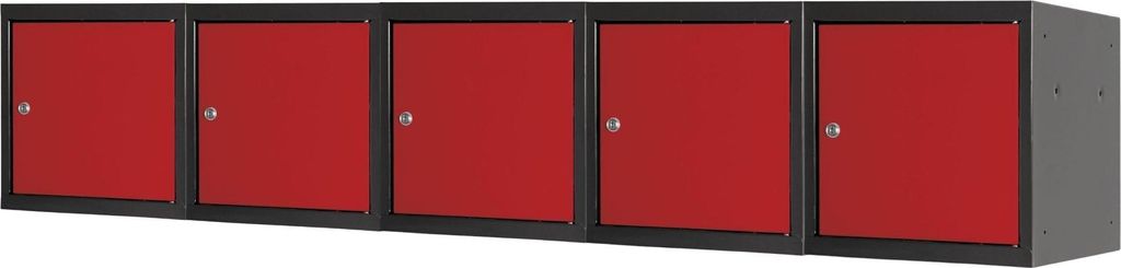 Mega Deal | 5x Schließfachwürfel Blocky mit Zylinderschloss + 2 Schlüssel | HxBxT 40x40x40cm | Anthrazit/Verkehrsrot