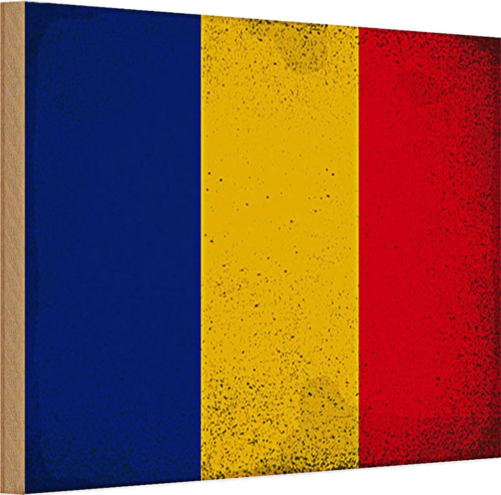 Holzschild Flagge Rumänien 30x20cm Flag of Romania Vintage