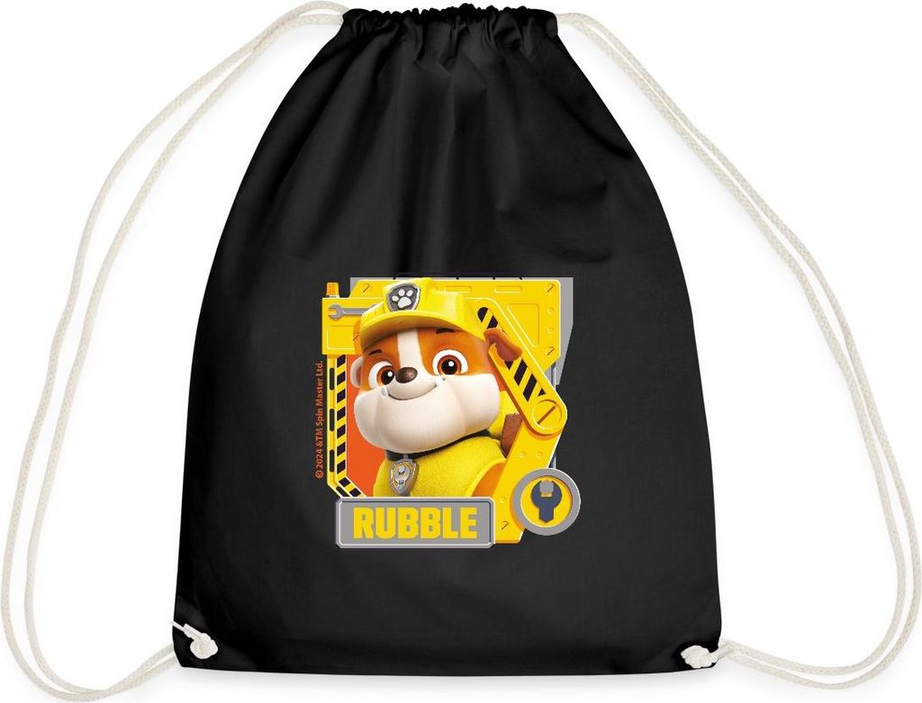 Spreadshirt Paw Patrol Rubble Charakterdesign Turnbeutel, One size, Schwarz