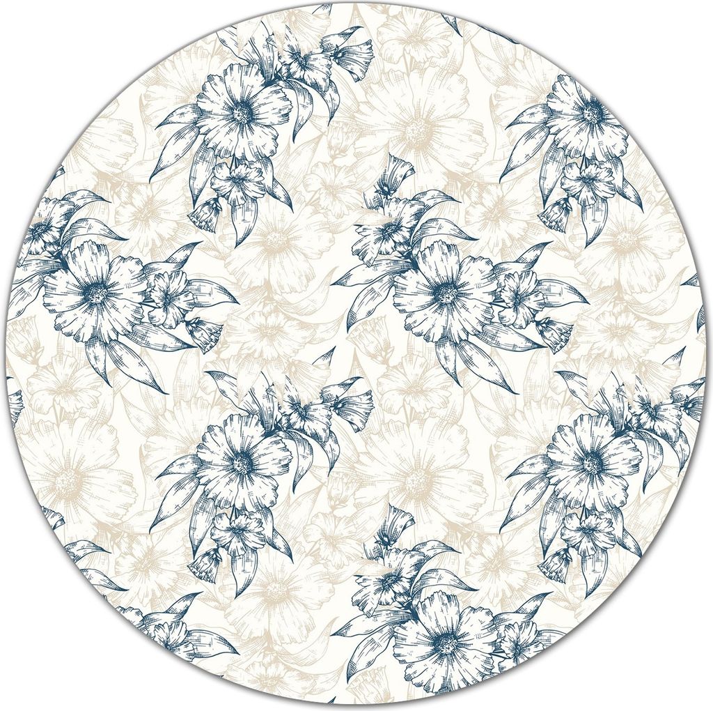Glas Schneidebrett Herdabdeckplatten Schneideplatten Rund - 40 cm - Blumen blau gold