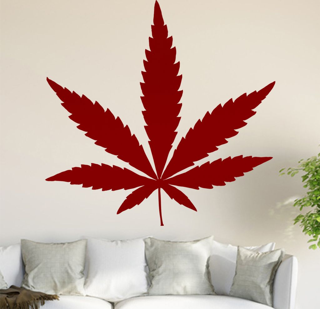 Hanf - Cannabis Wandtattoo in 6 Größen - Wandaufkleber Wall Sticker - Dekoration, Küche, Wohnzimmer, Schlafzimmer, Badezimmer