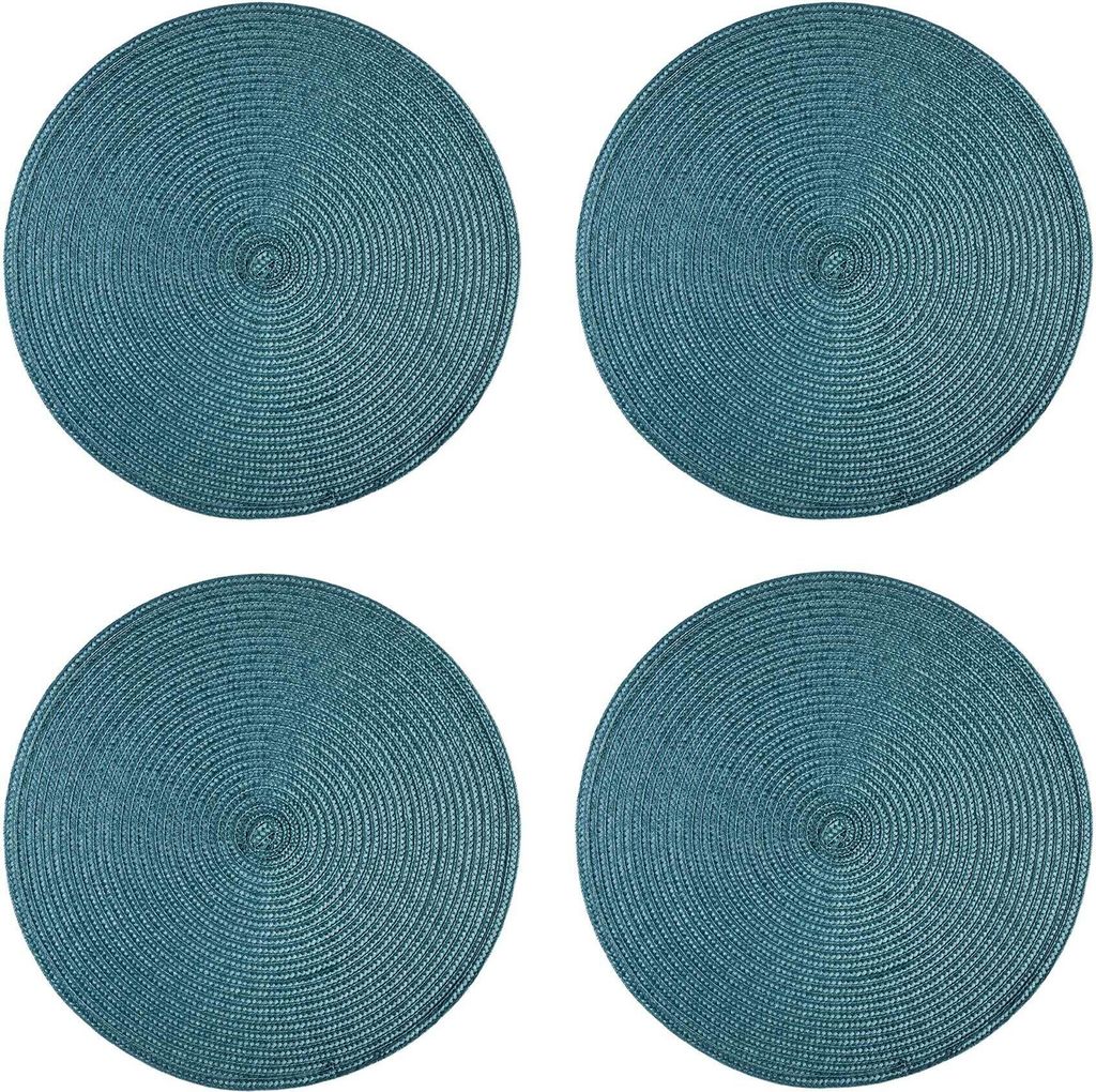 Tischset 4er Set Petrol rund 35 cm Ø Platzset abwaschbar Produktbild 