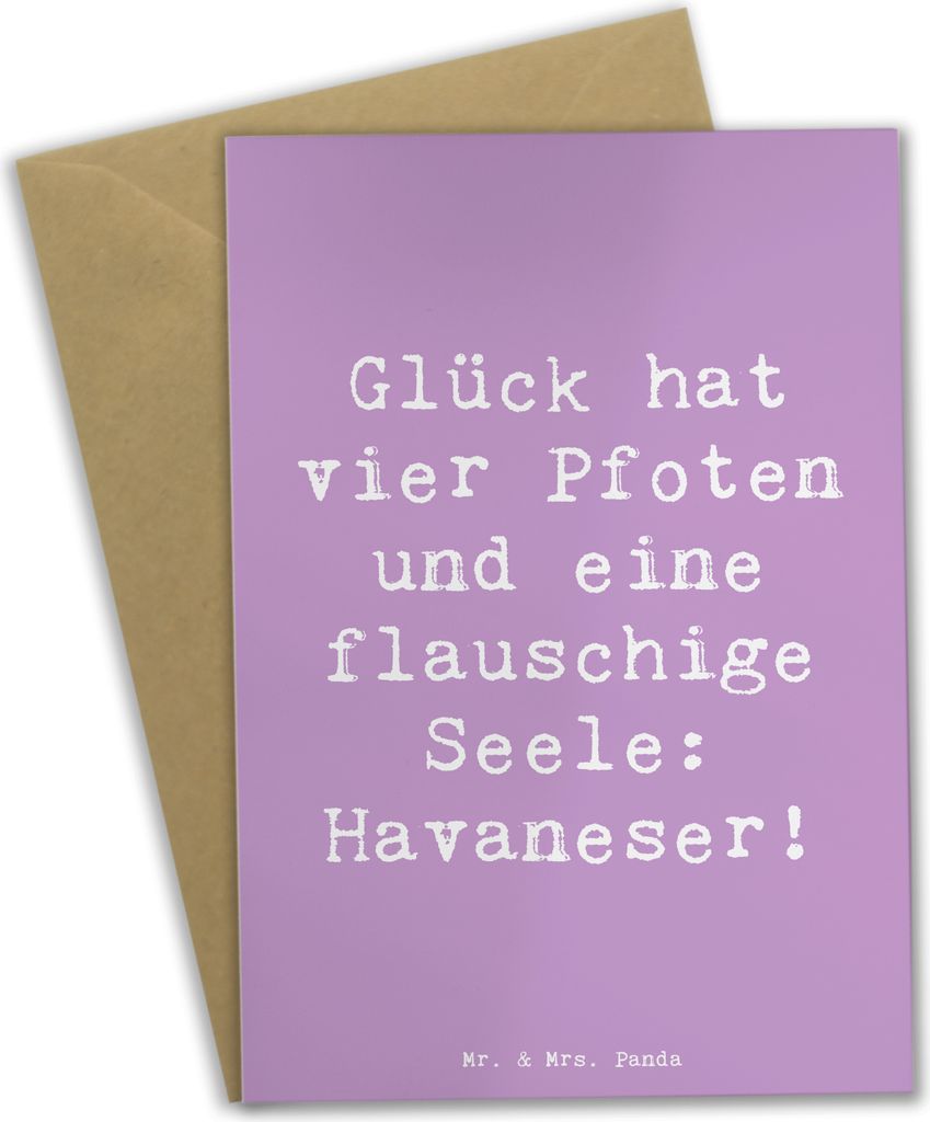 Mr. & Mrs. Panda neujahrskarte Spruch Havaneser Glück - Lavendeltraum - Geschenk, Hunderassen Beschreibung, Charakter, vatertagskarte, Vielfalt, v...