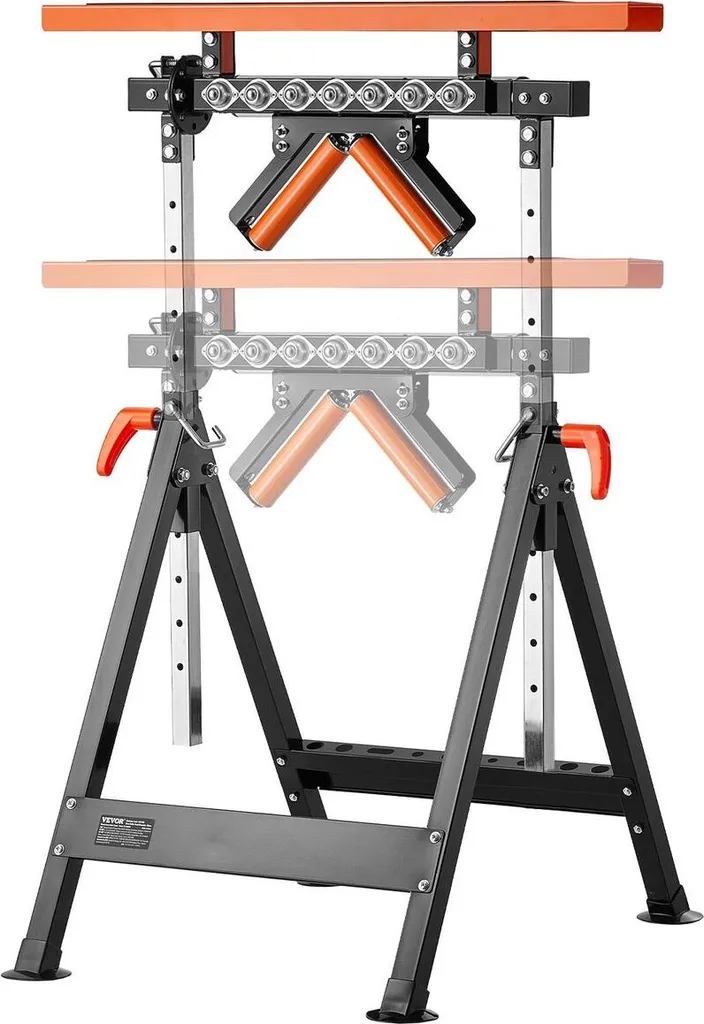 Servante d'atelier à roulettes 4 en 1 réglable pour sciage du bois