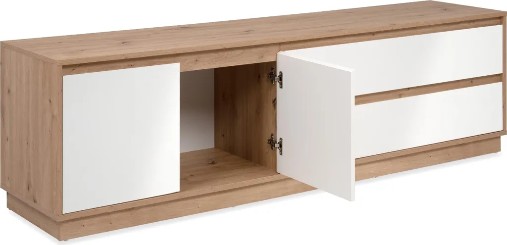 Grand Meuble TV Phoenix 175cm pour Salon, Rangement Chêne et Blanc - 4