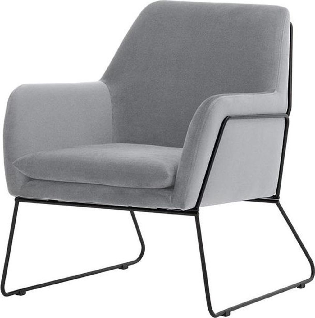 Sessel Foxe-Velluto 15-schwarzer Metallrahmen