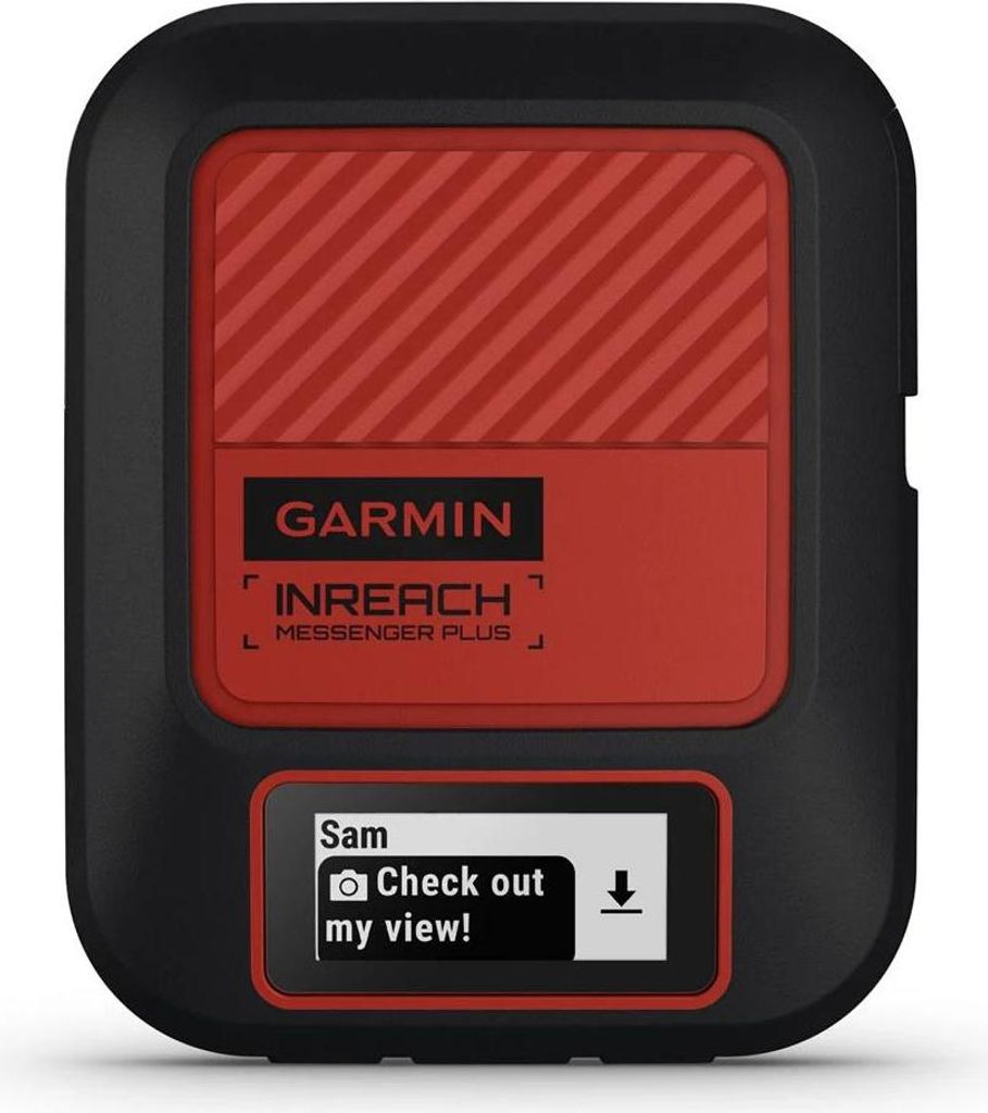 Garmin inReach Messenger Plus, Schwarz, Rot, Schlagfest, Temperaturbeständig, Wasserfest, IPX7, MIP, 2,74 cm (1.08"), 160 x 68 Pixel