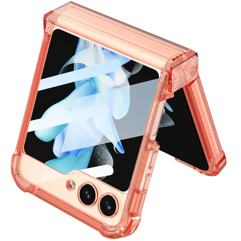 Custodia Samsung Z Flip 5 Trasparente Glam: Protezione Schermo Blu Top - 4