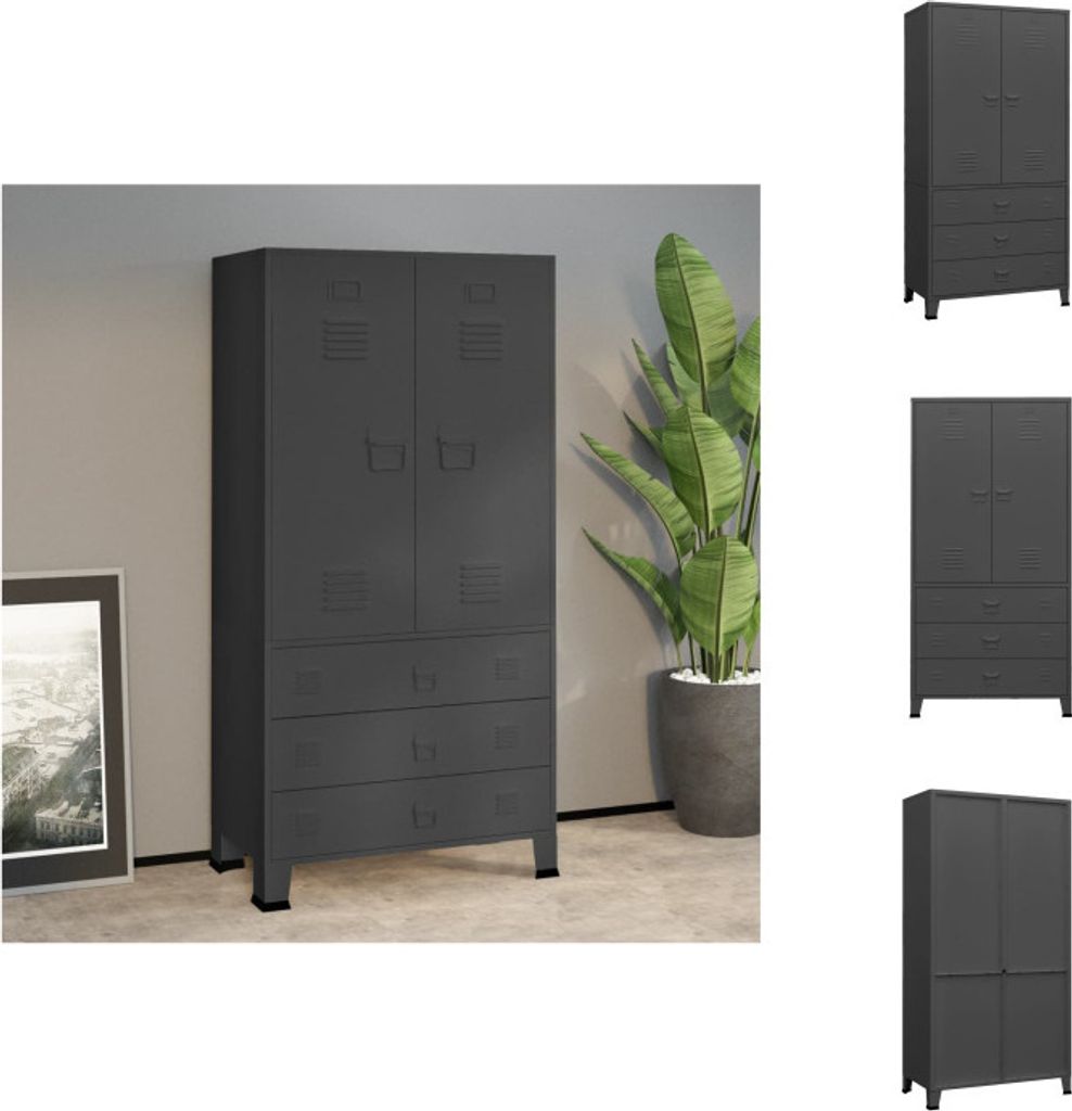 vidaXL Industrial Kleiderschrank Anthrazit 90x50x180 cm Metall - Kleiderschränke