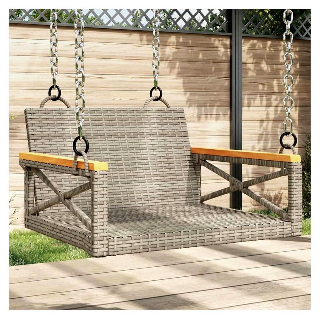 Hängesessel Grau 63x62x40 cm Poly Rattan, Hängekorb Sessel für Outdoor und Indoor
