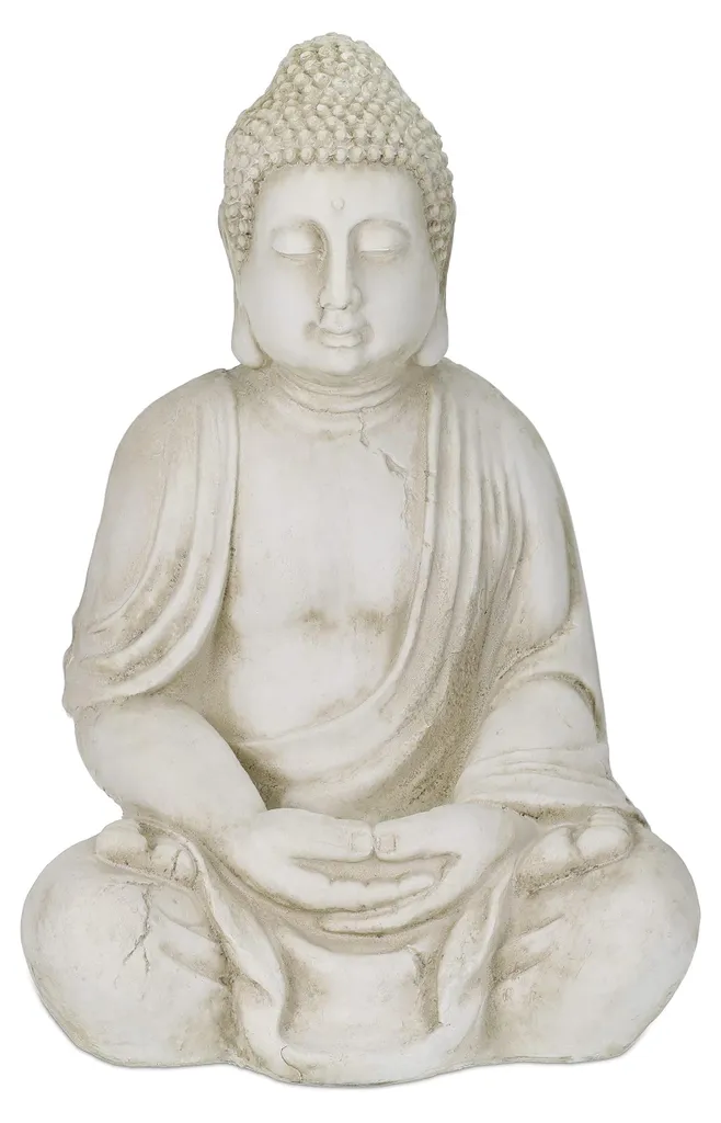Statue Bouddha Antigel pour Jardin 70 cm - Décoration Durable Couleur Crème