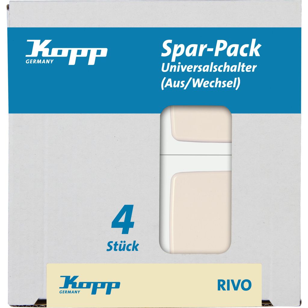 KOPP 4teilig Einsatz Ausschalter, Wechselschalter RIVO Reinweiß (RAL 9010) 581617059