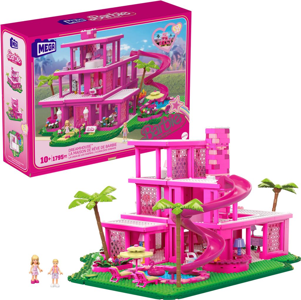MEGA Barbie-Film Bauspielzeug für Erwachsene, Traumvilla-Nachbildung mit 1.795 Teilen, kleine Barbie und Ken Puppen und Zubehör, für Sammler