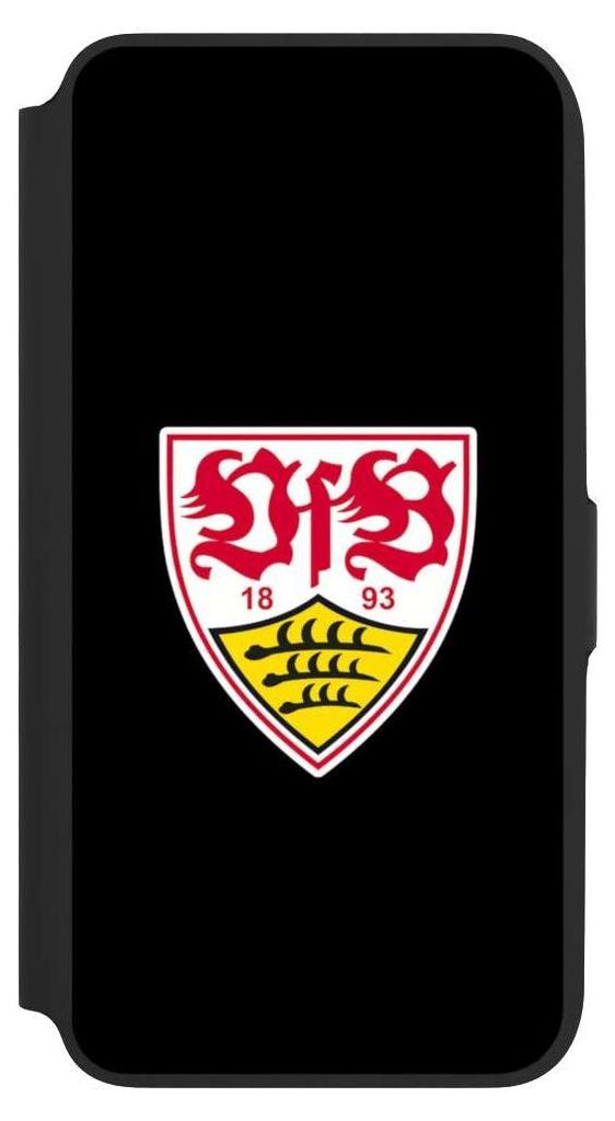 NIVOCASE Klapphülle für Samsung Galaxy A16 5G Handyhülle aus Kunst Leder NIVOflip schwarz Offizielles Lizenzprodukt VfB Stuttgart Wappen
