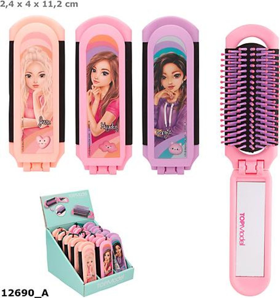 Szczotka Składana Z Lusterkiem Top Model 12690A Mix Wzorów Zdjęcie produktu 