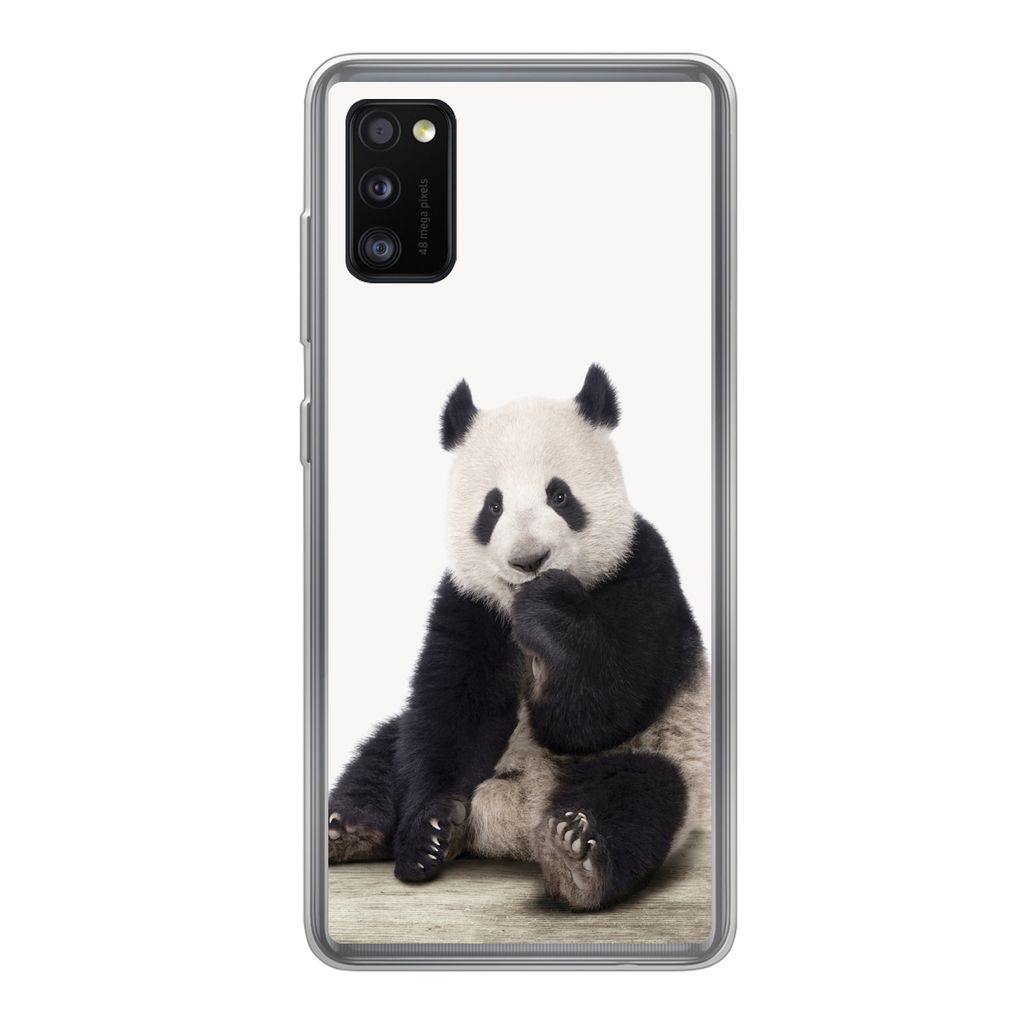 MuchoWow Handyhülle Schutzhülle Hülle für Samsung Galaxy A41 Panda - Tiere - Jungen - Mädchen - Pandabär Silikon Softcase Handy Hülle - Mo...