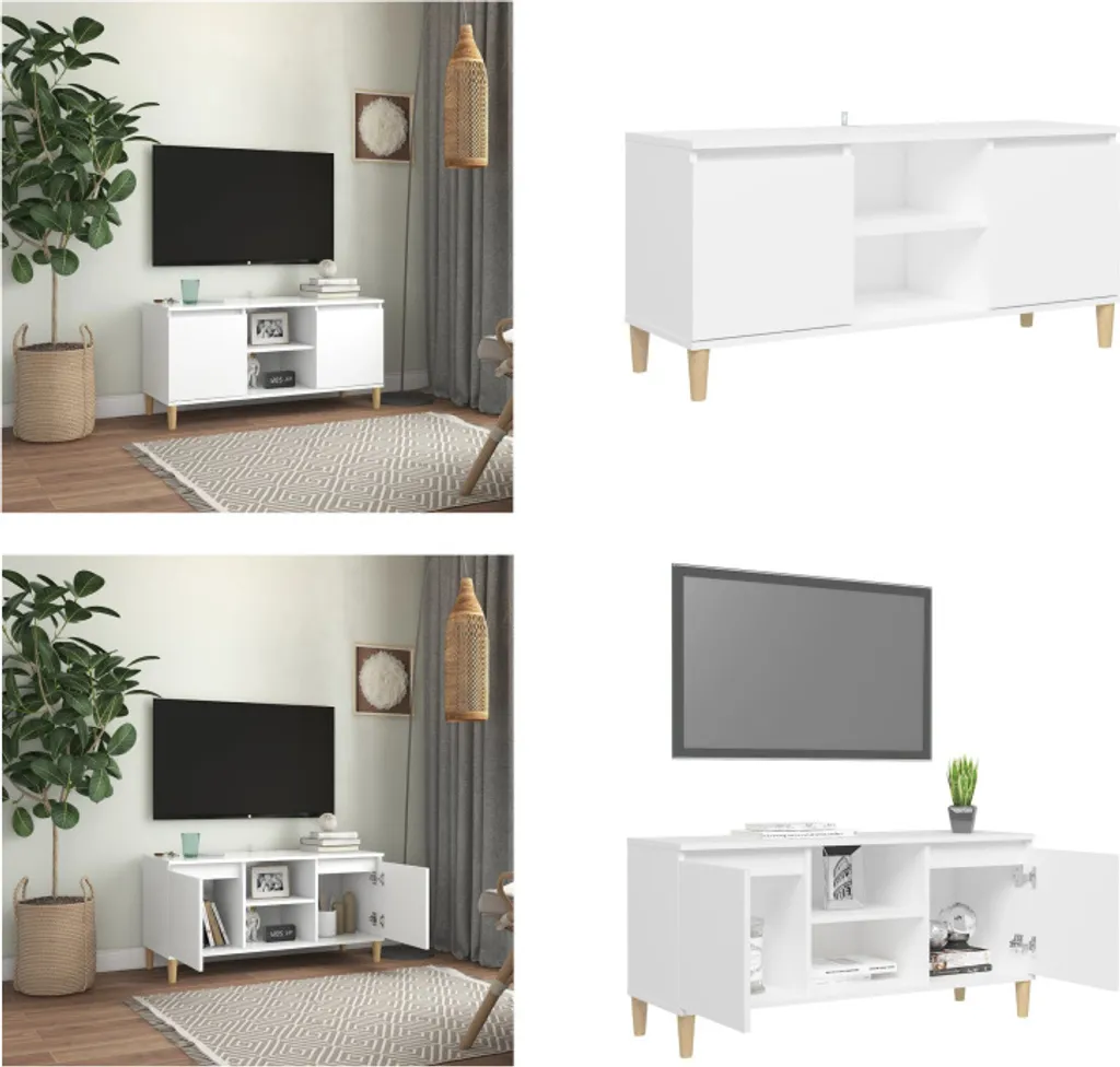 mobile TV vidaXL con gambe in legno massiccio bianco 103,5x30x50 cm - Mobile TV - Mobili TV - Credenza - Credenze