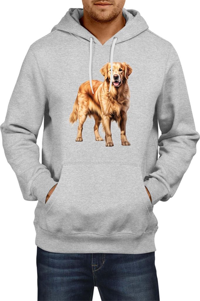 Herren Kapuzenpullover Dogs Breeds Golden Retriever Dog Breed 007, Man M / Grau