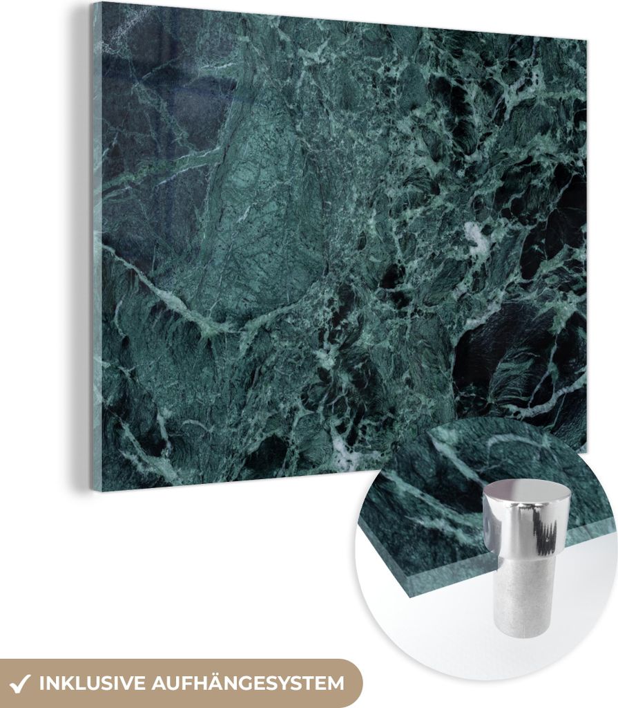 MuchoWow Glasbilder - Bilder auf Wandbild - Foto auf Glas Marmor - Stein - Textur - Marmoroptik - Design 40x30 cm Wanddekoration aus Glas - Acrylgl...
