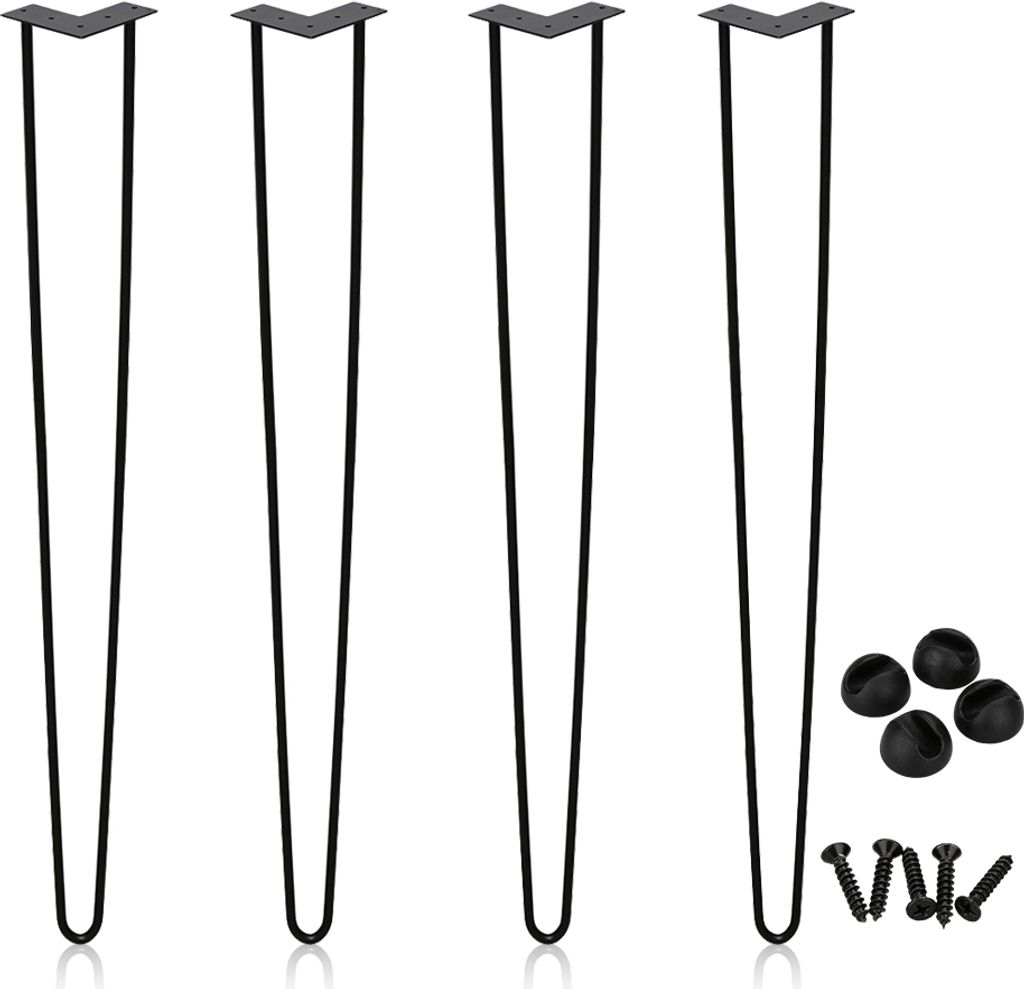 Hengda 4x 72cm Hairpin Legs Tischbeine Haarnadelbeine 2 Bügel Tischgestell DIY Tischkufen Esstisch Schwarz