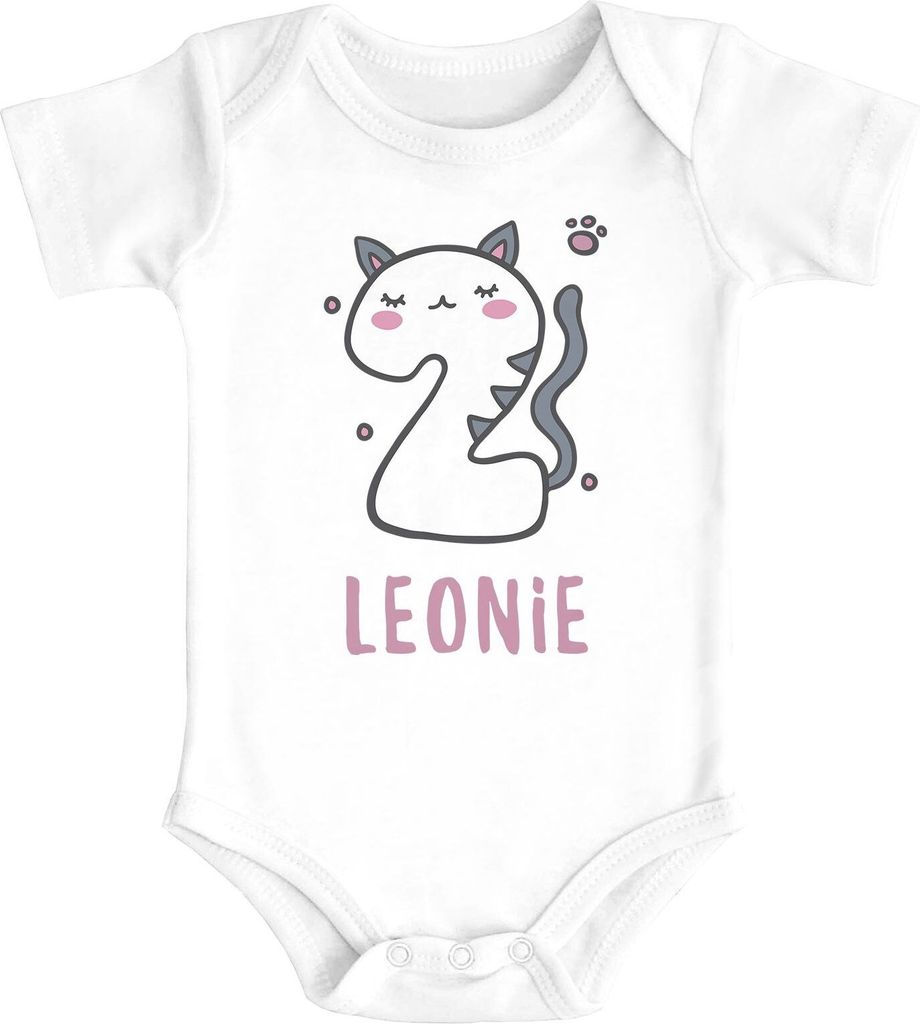 Baby Body mit Namen und Zahl zum 1. oder 2. Geburtstag Geschenk für Einjährige Zweijährige Baumwolle SpecialMe 2 weiß 12-18 Monate