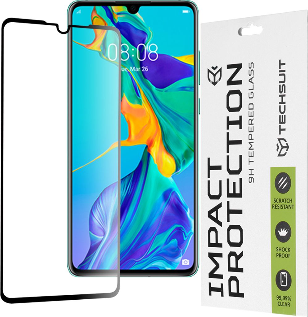 Techsuit Full Cover Impact Protection Displayschutzfolie für Huawei P30 - Schwarz