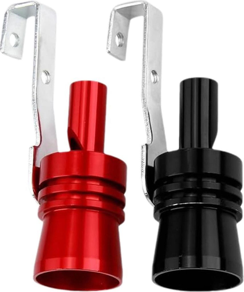 2 Stück Turbo Sound Whistler Blow Pop Off Pfeife, Aluminium Auto Turbo Sound Auspuff Whistle XL (Schwarz + Rot)