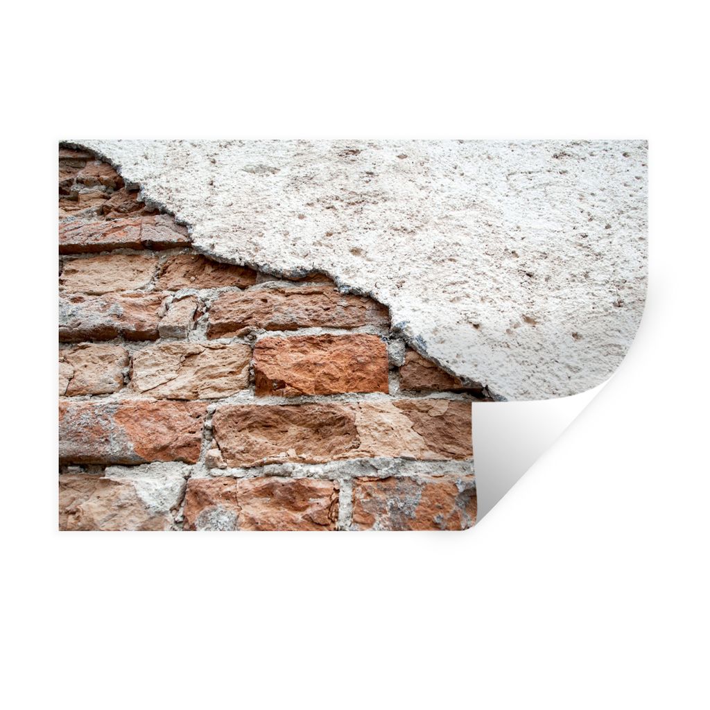 MuchoWow Wandtattoo Wandsticker Wandaufkleber Gips - Stein - Mauer - Ziegel 90x60 cm Selbstklebend und Repositionierbar - Aufkleber