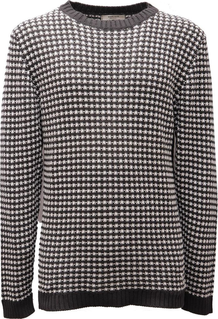 0771AG maglione uomo WOOL & CO dark grey/white Baumwolle embroidery sweater men