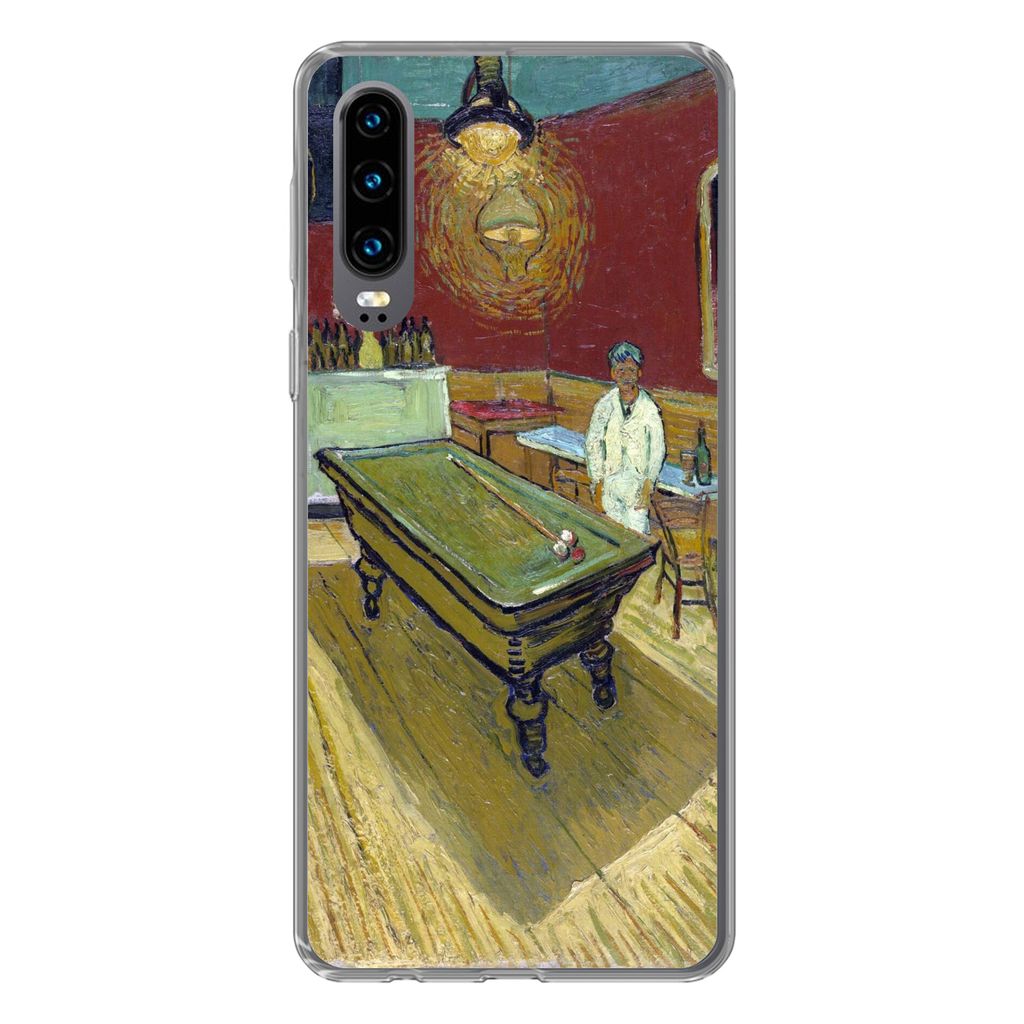 MuchoWow Handyhülle Schutzhülle Hülle für Huawei P30 Das Nachtcafé - Vincent van Gogh Silikon Softcase Handy Hülle - Kartenbesitzer